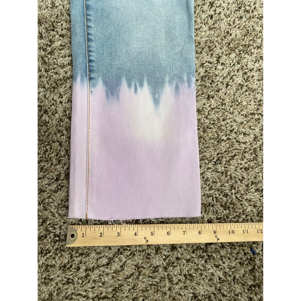 Anne Klein Jeans Womens 8 Straight Leg Pink Dip Dye Ombre Raw Hem Light Wash - Picture 7 of 8